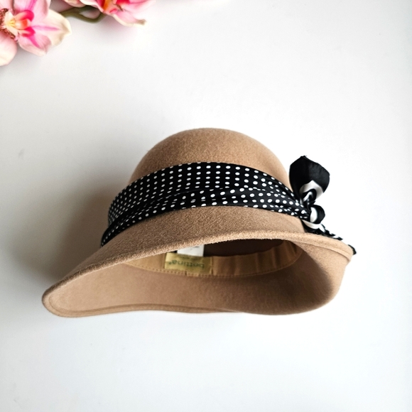 Bettina Raffaello Bettoni 100% Wool Made In Italy Brown Fedora Hat Ribbon Bow